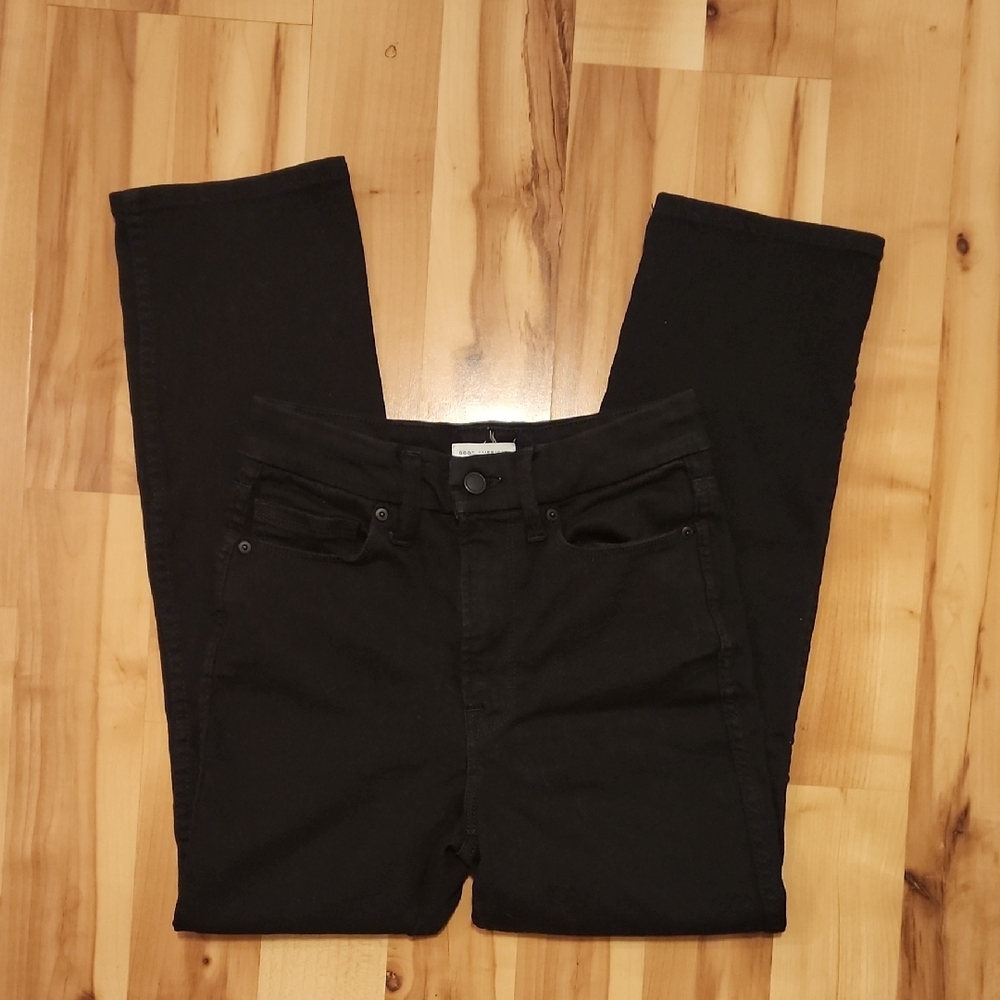 Good American Black Cropped Skinny Straight Jeans Size 4 / 27